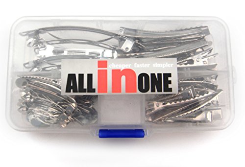 All In One Diy Hair Clip Kit: Assorted Size & Design 18Pcs Alligator Clip+5Pcs French Style Barrette Clip+8Pcs Snap Clip+4Pcs Bobby Pin Clip+Container #TOP5