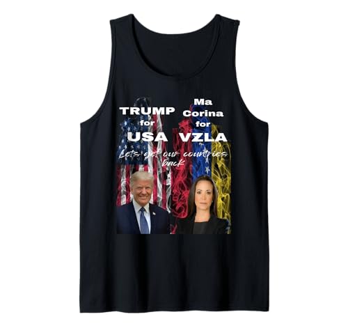 María Corina Machado por Venezuela y Trump por USA. Camiseta sin Mangas