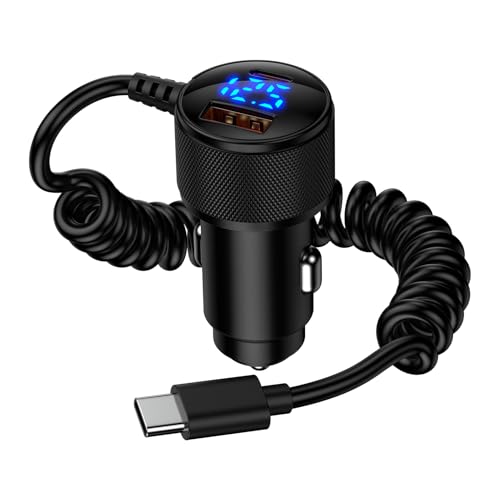 【小型・LED電圧表示】シガーソケット USB 78W 3-in-1 カーチャージャー 車用急速充電器 【PD30W+PD30W+ QC18W】 しがーソケット スマホ用 車 充電器 120m Type-C ケーブル コンパクト 12〜24V車対応 カー用