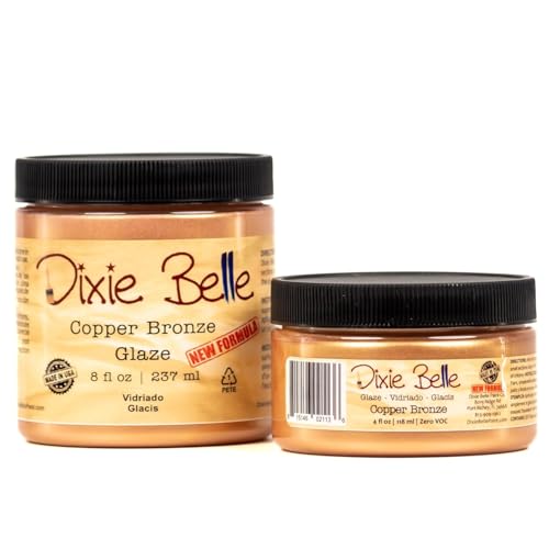 Dixie Belle Glaze | Copper Bronze (8oz) | Water-Based Paint Glaze | Paint Finish for Stippling and Color Washing | DIY Home Décor