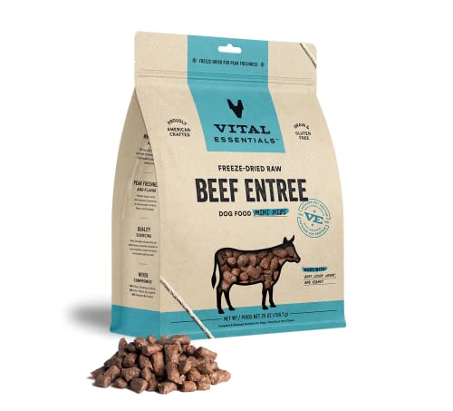 Vital Essentials Freeze Dried Dog Food, Raw Beef Mini Nibs Entree 25 Oz #TOP20