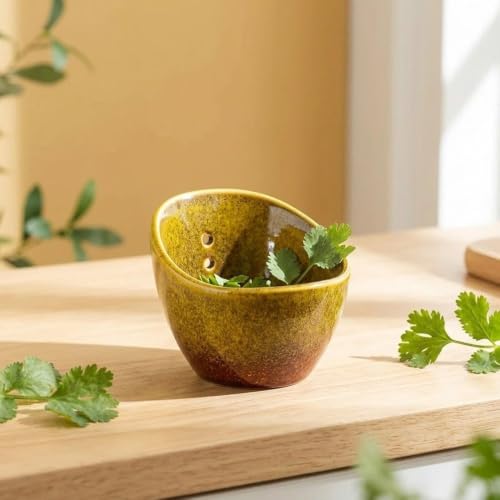 Cuenco de cerámica para quitar hojas y removedor de verduras compacto 5