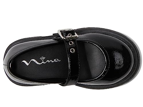 NINA Girl's Kathy (Toddler/Little Kid/Big Kid) Black Crinkle Patent 5 Big Kid M2