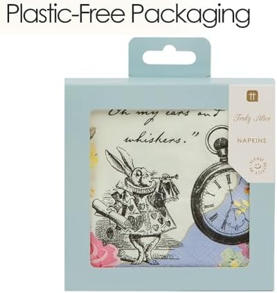 Truly Alice Floral Dainty Cocktail Napkins for a Tea Party, Multicolor (20 Pack)