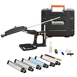 SHARPAL 202H Präzisions-Messerschärfsystem – Einstellbarer Winkel 10–35° Messerschärfer Set mit 7 Schleifsteinen (Diamant 220/325/600/1000, Wasserstein 3000/6000, Leder Abziehriemen) – Mit Geschenkbox