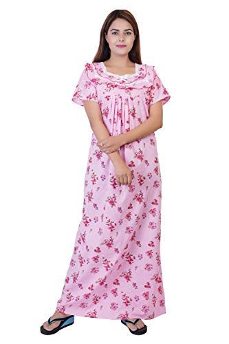 Image of Women's Cotton Block Print Knee Length Nighty