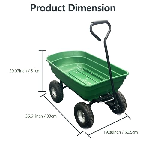 image for GarveeLife Garden Wheelbarrow Cart, Heavy-Duty Utility with Four Wheel