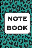 Dark Cyan Leopard Pattern Notebook: Blank, Wide, Ruled, Lined Paper Journal/Freetime/Work/School Notebook | Animal/Leopard pattern design, Soft Cover ... pages | Writing Notes, Jotter/Journaling.