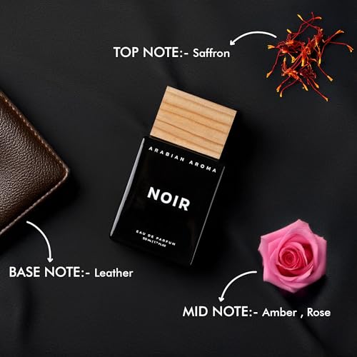 Image of Arabian Aroma Noir Men's Perfume | Premium Perfume for Men with Long Lasting Fragrance | Amber, Rose, Saffron, and Leather Notes | Extrait De Perfume | Long Lasting Perfume for Men (50ml)