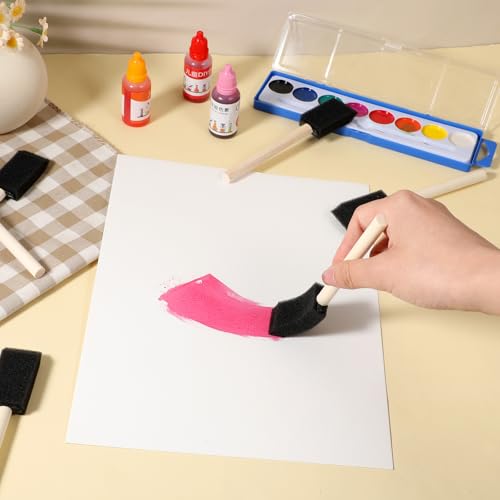 10 Stück Schaumstoffpinsel Schwammpinsel 2,5 cm Holzgriff Stupfpinsel Malutensilien Set Schwamm Schaum Pinsel Farbschwammpinsel Farbapplikator Malschwammstempel Malzubehör für DIY Bastelprojekte