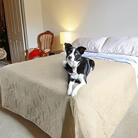 Pawsee Waterproof Dog Blanket for Couch, Washable Pet Couch Cover, Non-slip Bed Sofa Furniture Protector Mat 203 x 152 cm Latte Cover