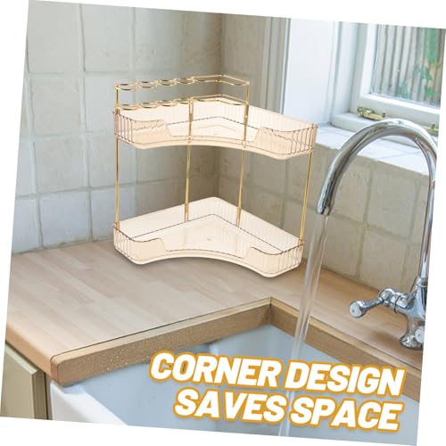 Étagère d'angle à 2 niveaux avec capacité de rangement renforcée pour petits espaces - 8