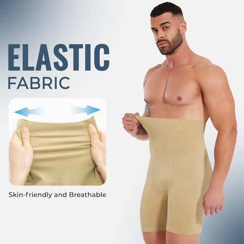 Mens Shapewear Tummy Control Shorts Boxer Briefs Beige4
