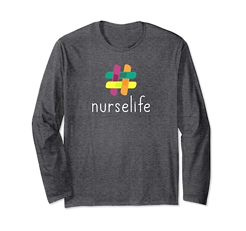 Maglietta Hashtag nurselife. Best nurse life medical RN. Maglia a Manica