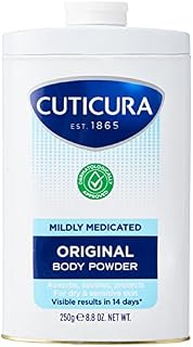 Cuticura Mildly Medicated Talcum Powder Body Powder 250g, Packaging May Vary, White, Many Uses Personal Hygiene, Prevent Smudging After Self-Tanning & Facial Makeup