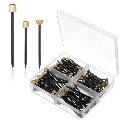 Image of 120 Pcs Picture Hanging Nails, 3 Sizes Decorative Nails for Hanging Pictures, Steel Nail Brass Head Wall Pictures Frame Hooks Nail Hardware for Picture Hanger, Wall Decor (Black, 1.3 /1.4 /1.8 mm)