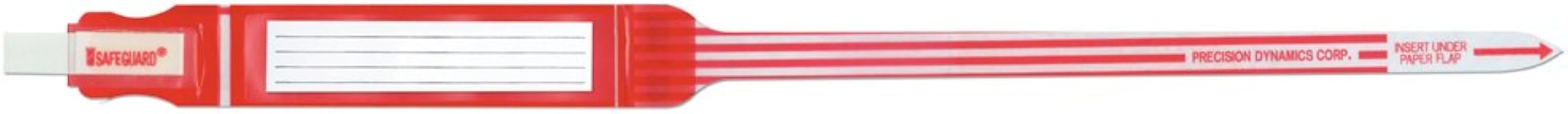 SAFEGUARD 841-16-PDJ Insert Wristband, Trilaminate Adhesive Closure, X13, Adult, Red (Pack of 250)