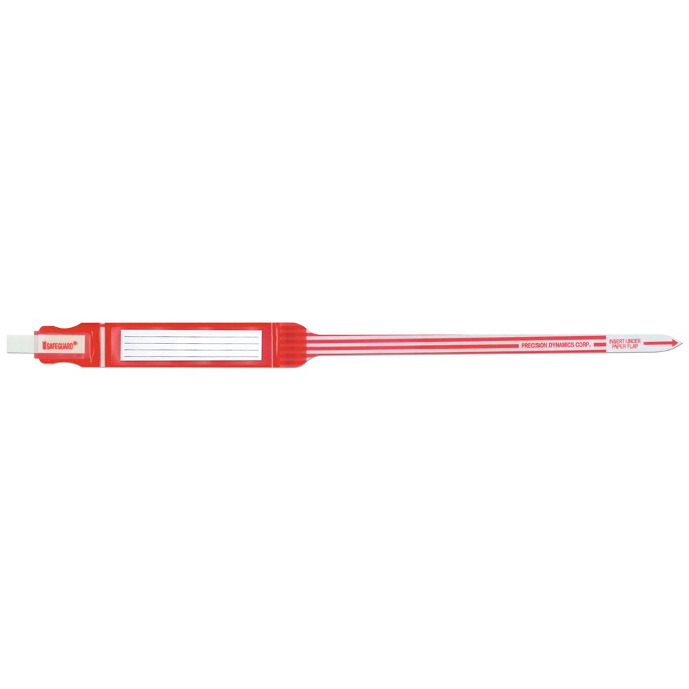 Safeguard 841-16-PDJ Insert Wristband, Trilaminate Adhesive Closure, Adult, Red, Pack of 250