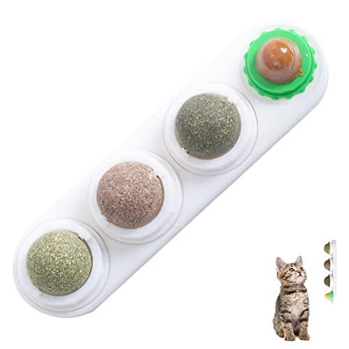 Gato Brinquedos Catnip Ball - 4 em 1 Catnip Wall Balls Brinquedos Comestíveis Gatinho para Gatos Lam