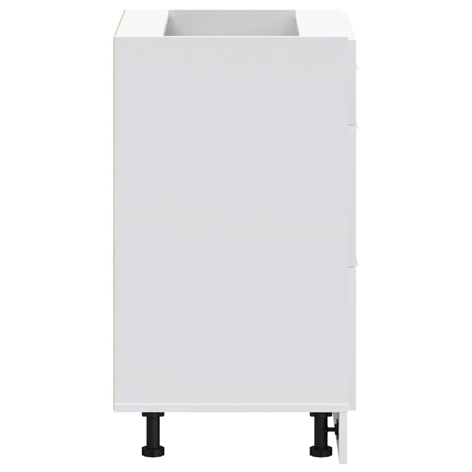 Mobile da cucina bianco, in legno, larghezza 60 cm, altezza 81,5 cm, con 2 cassetti e piedini regolabili in altezza, per cucine da incasso