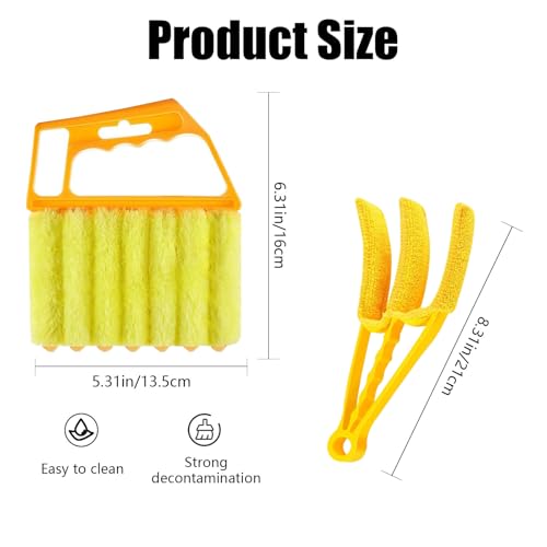 Image of 4Pcs Window Venetian Blind Cleaner Duster Tool,Venetian Washable Mini Handheld Brush,7 Fingers Dusting Clean and Air-Vent Cleaner for Wood Blinds,Air Conditioner Vents,Fans-Vents