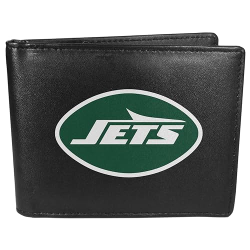 NFL Siskiyou Sports Mens New York Jets Bi-fold Wallet Large Logo One Size Black