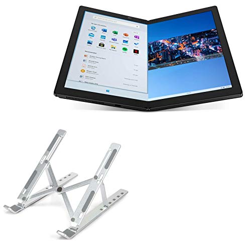 BoxWave Stand and Mount Compatible with Lenovo ThinkPad X1 Fold - Compact QuickSwitch Laptop Stand, Portable Multi Angle Viewing Foldable Riser - Metallic Silver