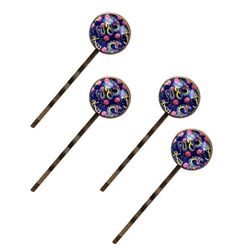 Épingles à cheveux serpent rose : lot 4 pinces gothiques, accessoire coiffure femme
