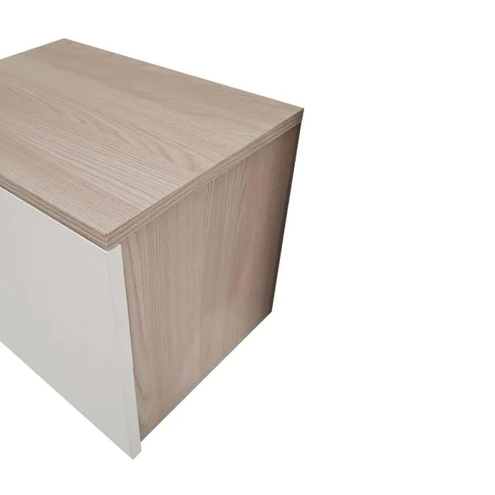 Bissolo Casa Coppia Comodini Alice con 2 Cassetti, Olmo Perla e Bianco Larice, 47.5x37x40 cm, Set da 2 Pezzi