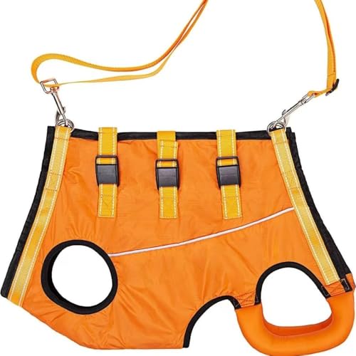犬 ハーネス 歩行補助 ペット用 ハーネス 老犬 前足と後足補助 けが 介護 リハビリ 柔らかい 通気性 調節可能 柴犬 秋田犬 猫用ベスト 小型犬、中型犬、大型犬 ブルー (オレンジ色,M)