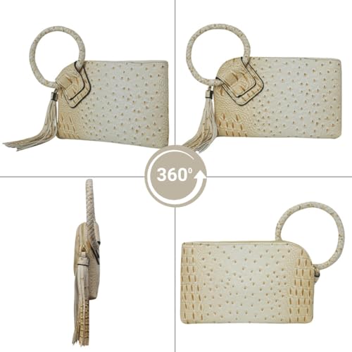 Image of NGIL Faux Leather Mini Wristlet Purse | Women's Handbag, Fashion Wristlet Wallet, Compact Everyday Purse with Fringe Tassel