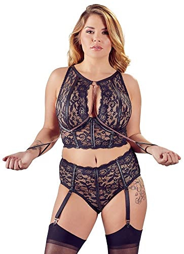 Cottelli BONDAGE Set Noir 90D XL lingerie coquine harnais soutien-gorge pigeonnant