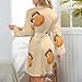 Orange Kettlebells Fitness Workout Fashion Robes for Women Knee Length Long Sleeved Nightgown Spa Bathrobe Soft Bath Robe S