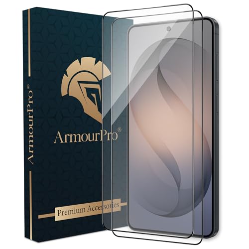 Image of ArmourPro Tempered Glass for Samsung Galaxy S26 Plus - 9H Anti Scratch Screen Protector, Edge to Edge Coverage, HD Clarity, Smooth Touch, Case Friendly | Black, Pack of 2