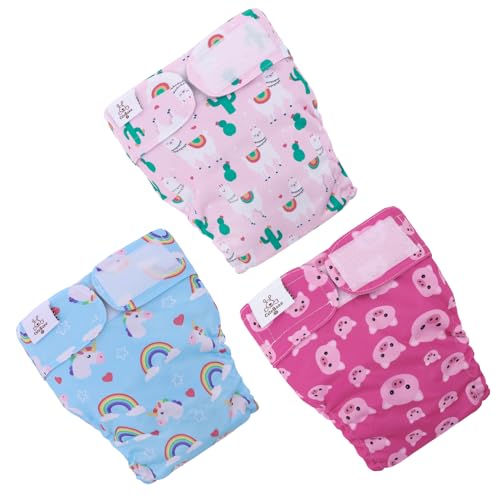 Image of CuteBone Washable Dog Diapers Female No Tail Hole 3 Pack Reusable Doggie Period Training Pants for Docked-Tail Frenchie French Bulldog Boston Terrier Without Tail WWD15S