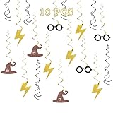 Maicaiffe Magic Theme Wizard Hanging Swirl Decorations - Glitter 18 Pcs Boy Birthday Party Supplies - Boys Girls Birthday Streamers - Halloween Party Foil Swirls Ceiling Decorations