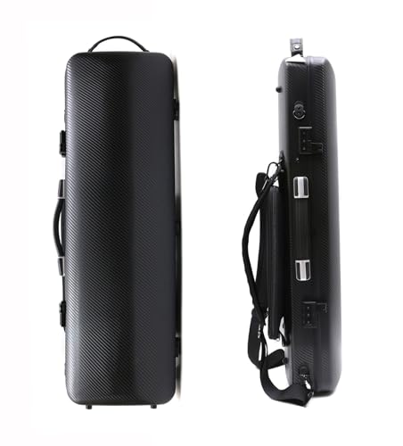 YoungMonic 4/4 Rechteckiger Violinenkoffer aus Kohlefaser mit Code-Verschluss, leicht, bunt, mit starkem Gurt, Schwarz mit Codeschloss, 4/4 size, Modisch und langlebig