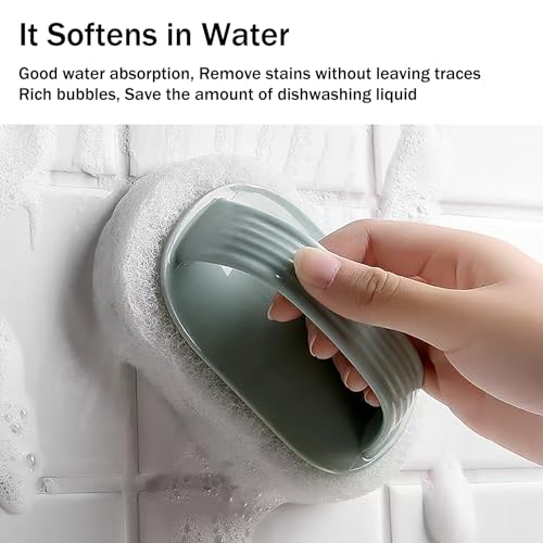 Image of Dish Brush,Bathtub Brush,Hand-Held Pool Scrub Brush,Pool Cleaning Scrubbing Sponge Pad,Bathroom Clean Scrubber Scouring for Cleaning Step Corner Shower Tile Sink Spas Tubs Kitchen (Pink 4 Packs)