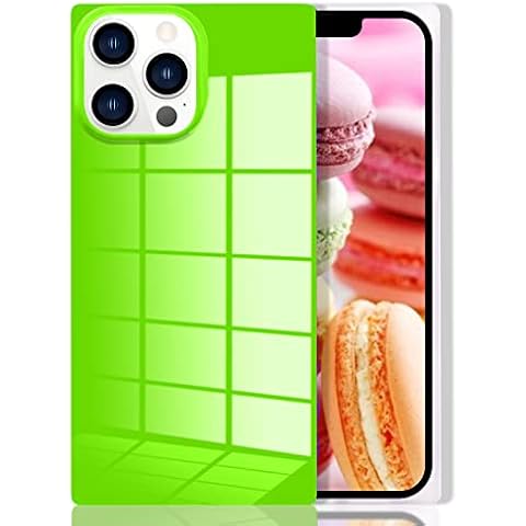 Omorro Compatible with iPhone 15 Pro Max Rectangle Case for Women, Neon Bright Fluorescence Luxury Designer Flexible Soft Slim Rubber Bumper Rectangle Edge Protective Girly Rectangle Phone Case Cover