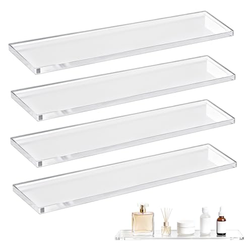 LILXIU 4 PCS 13 Inch Medicine Cabinet Shelves Acrylic Medicine Cabinet Shelf Replacement for Living Room Bathroom Kitchen Wall Mounted and Hanging Cabinets