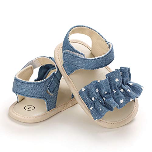 Girls Toddler Rubber Walking Boys Shoes First Non-Slip Baby Kids Sandals Star Baby Shoes Sandal Boys (Light blue, 0-6 Months)3