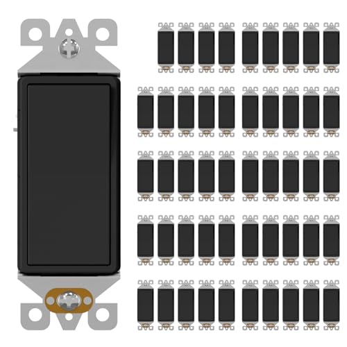 AIDA 10 Pack 3 Way Decorative Light Switch, 15Amp, 120/277 Volt, AC Decorator Rocker Paddle Wall Switch Replacement, UL Listed - Residential and Commercial Grade,Matte Black