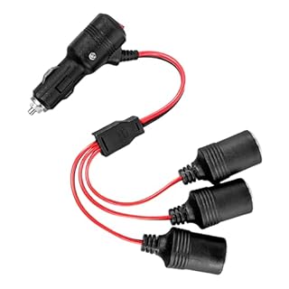 Sun Walker Car Cigarette Lighter Splitter, 1 to 3 Car Splitter Adapter Power Charger Port Socket with 15A Fuse, 3-Way Cigarette Lighter Extension Cord for 12/24 Volt Vehicles