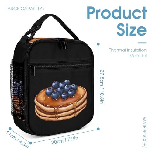 Blueberry Pancakes Cute Print Backpack Set of 3 Portable Lunchbox Pencil Cases for Daily Travel4