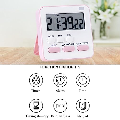 Image of YELONA Digital Magnetic Timer for Kids, Kitchen, Cooking, Egg, Teacher, Exercise, Productivity- Pink, Pack of 2