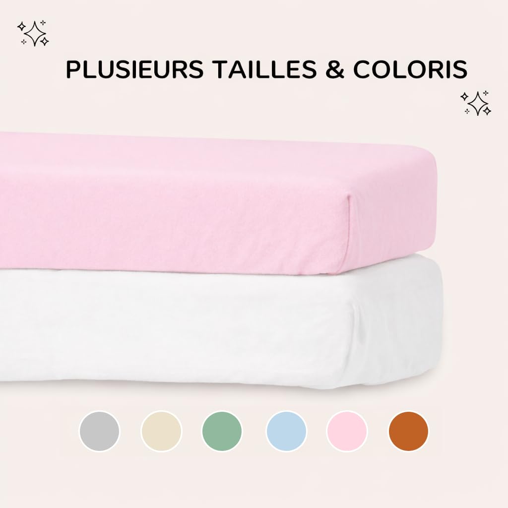 2 Lenzuola 80 x 160 cm con Angoli 100% Cotone + 1 Coprimaterasso Impermeabile - Biancheria per Lettino - Oeko-Tex- Compatibile con Letto Montessori (Bianco/Rosa, 80 x 160 cm)