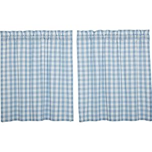 VHC Brands Annie Blue Buffalo Check Farmhouse Tier Kitchen Curtain Set 36x36 VHC Brands Annie Blue Buffalo Check Farmhouse Tier Kitchen Curtain Set 36×36