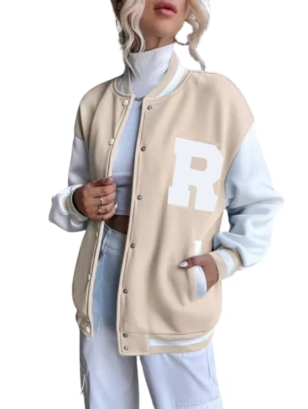 Image of PAKLON Stylish Long Sleeve Letterman Varsity Jacket for Women