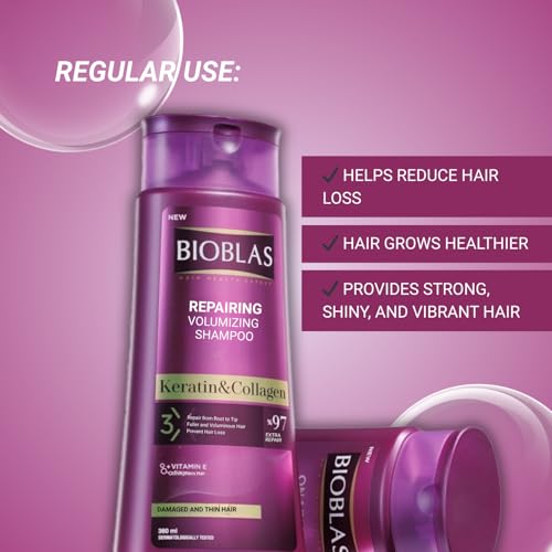 Bioblas Repairing Plumping Anti-Hair Loss Shampoo Keratin Collagen 360 ML