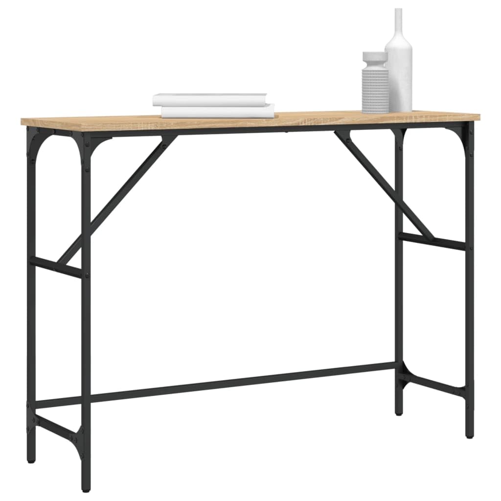 Tavolo consolle in rovere Sonoma, 100 x 32 x 75 cm, telaio in
